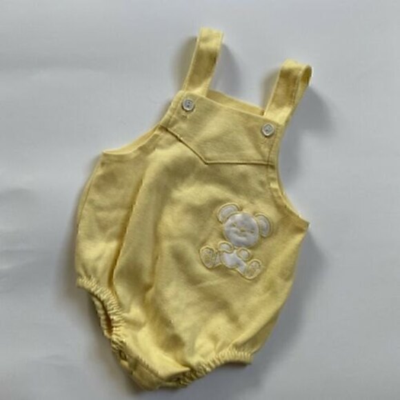 Vintage Infant Carter's One Piece Yellow Sunsuit Appliqued Bear Size 12m - Picture 1 of 4